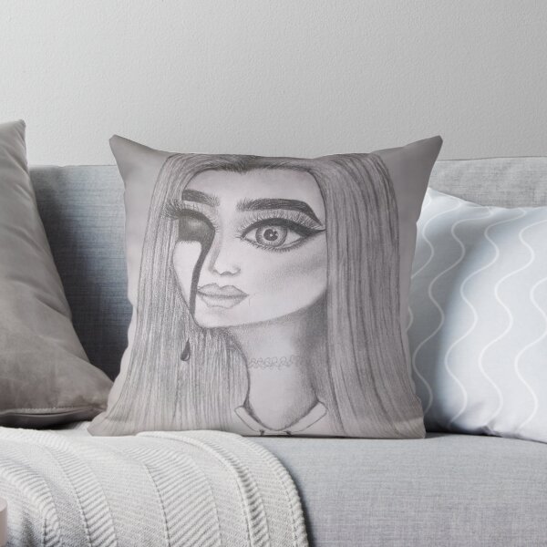 Creepy drawing horror girl sketch Hand drawn Throw Pillow RB1704 product Offical melanie martinez Merch